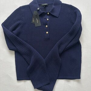 Rag & Bone Blue and Gold Crew Neck Sweater